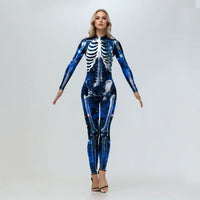 [You'Re My Secret] Cosplay Zombie Scary Skeleton Printed Bodysuit Halloween Party Costumewomen Zenti Jumpsuit Day of the Dead