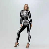 [You'Re My Secret] Cosplay Zombie Scary Skeleton Printed Bodysuit Halloween Party Costumewomen Zenti Jumpsuit Day of the Dead