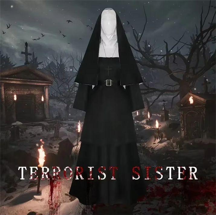 Halloween the Nun Cosplay Mask Costume Horror Films Cosplay Halloween Costume the Conjuring Halloween Costume Mask