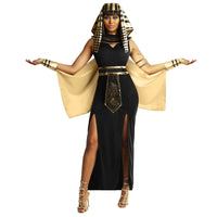 Womens Cleopatra Costume Ladies Egyptian Queen Princess Dress Halloween Halloween Black S