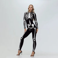 [You'Re My Secret] Cosplay Zombie Scary Skeleton Printed Bodysuit Halloween Party Costumewomen Zenti Jumpsuit Day of the Dead
