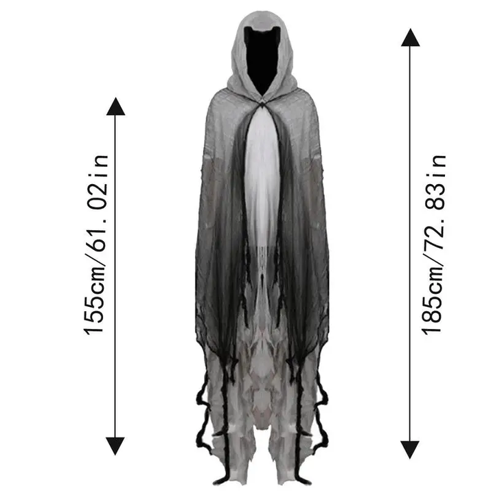 Halloween Ghost Dementors Sorceress Cosplay Costume Gothic Zombie Tattered Hooded Capes Day of the Dead Party Props Cloaks