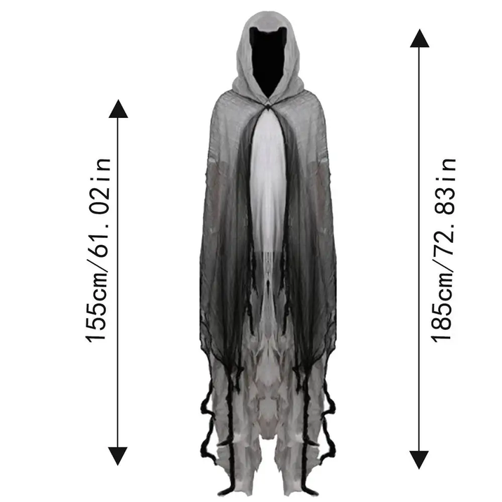 Halloween Ghost Dementors Sorceress Cosplay Costume Gothic Zombie Tattered Hooded Capes Day of the Dead Party Props Cloaks