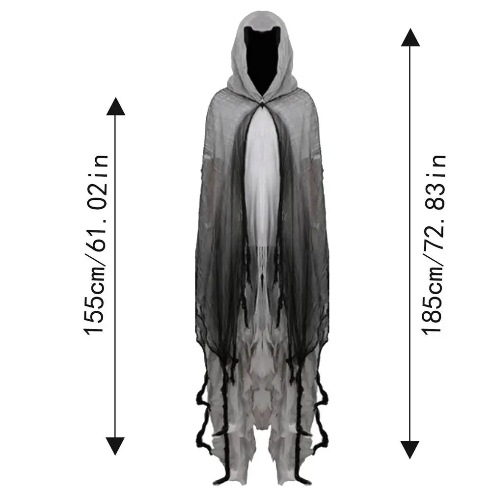 Halloween Ghost Dementors Sorceress Cosplay Costume Gothic Zombie Tattered Hooded Capes Day of the Dead Party Props Cloaks