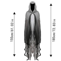 Halloween Ghost Dementors Sorceress Cosplay Costume Gothic Zombie Tattered Hooded Capes Day of the Dead Party Props Cloaks