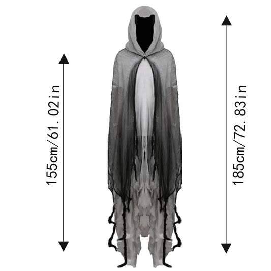 Halloween Ghost Dementors Sorceress Cosplay Costume Gothic Zombie Tattered Hooded Capes Day of the Dead Party Props Cloaks